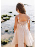 Blush Lace Tulle Beaded Flower Girl Dress
